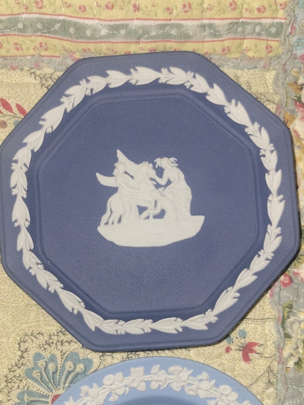 Wedgwood Blue Jasperware Pair with White Relief - Picture 3 of 8